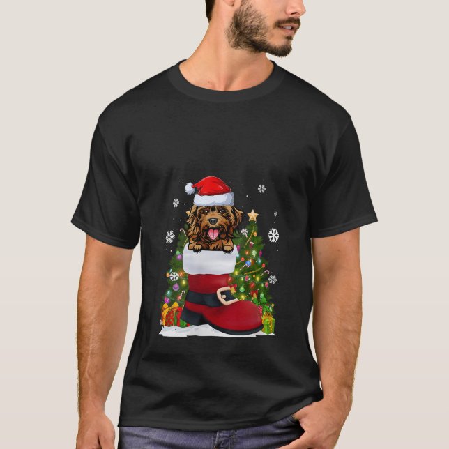 Funny Cockapoo i Shoe Santa Hat Ugly Christma T Shirt (Framsida)