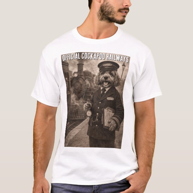 Funny Cockapoo Railways T-Shirt  (Framsida)