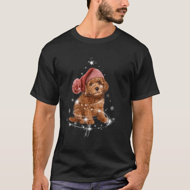 Funny Cockapoo Reindeer Santa Merry Träd Julafton  T Shirt (Framsida)