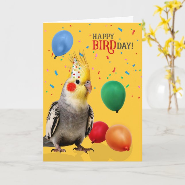 Funny Cockatiel Parrot Birthday Humor Kort (Gul blomma)