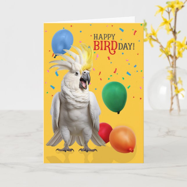 Funny Cockatoo Parrot Birthday Humor Kort (Gul blomma)