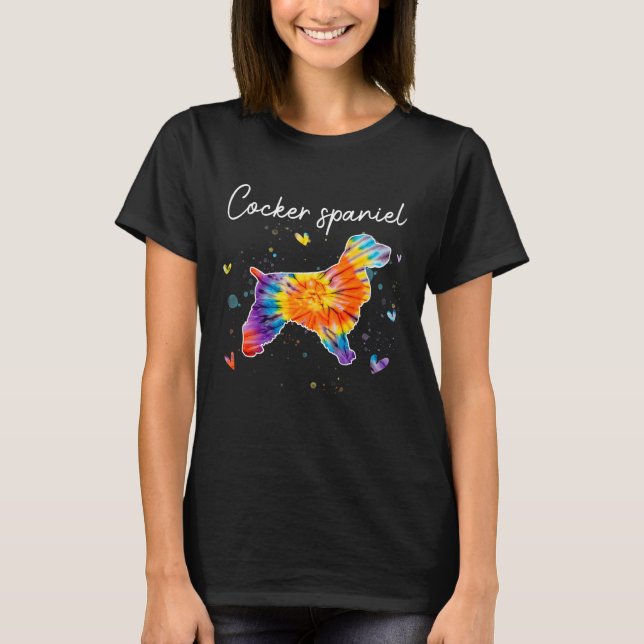Funny Cocker Spain Tie Dye Rainbow Hund T Shirt (Framsida)