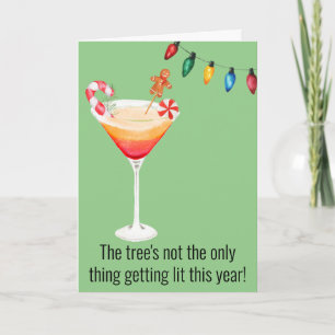 Funny Cocktail Drinking Watercolor Helgkort