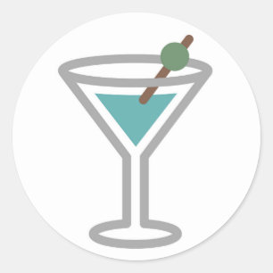 Funny Cocktail Martini Emoji Runt Klistermärke