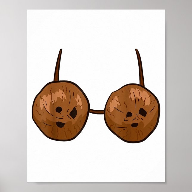 Funny Coconut Summer Coconuts Bra Funny Halloween  Poster (Framsidan)