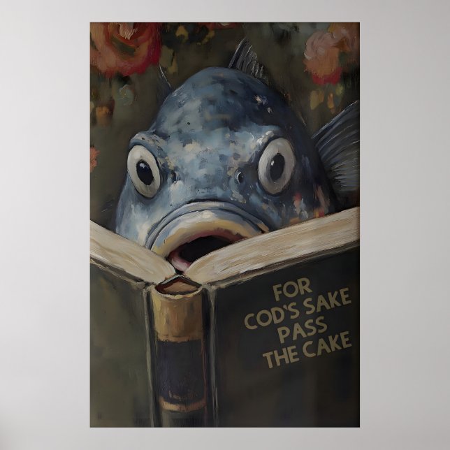 Funny Cod Reading Book Titled For Cod's Sake Pass Poster (Framsidan)