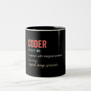 Funny Coder Definition Two-Tone Coffee Mugg