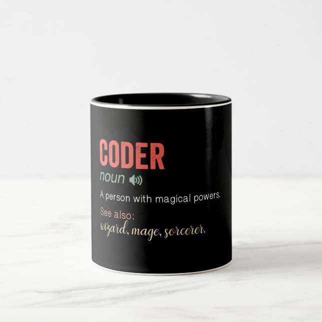 Funny Coder Definition Two-Tone Coffee Mugg (Center)