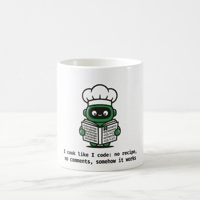 Funny Coder Mug — I Cook Like I Code Kaffemugg (Center)