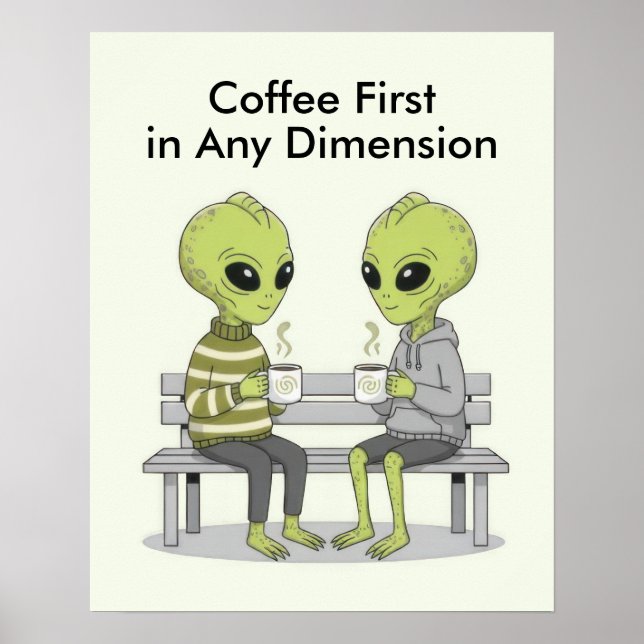 Funny Coffee and Aliens Poster (Framsidan)