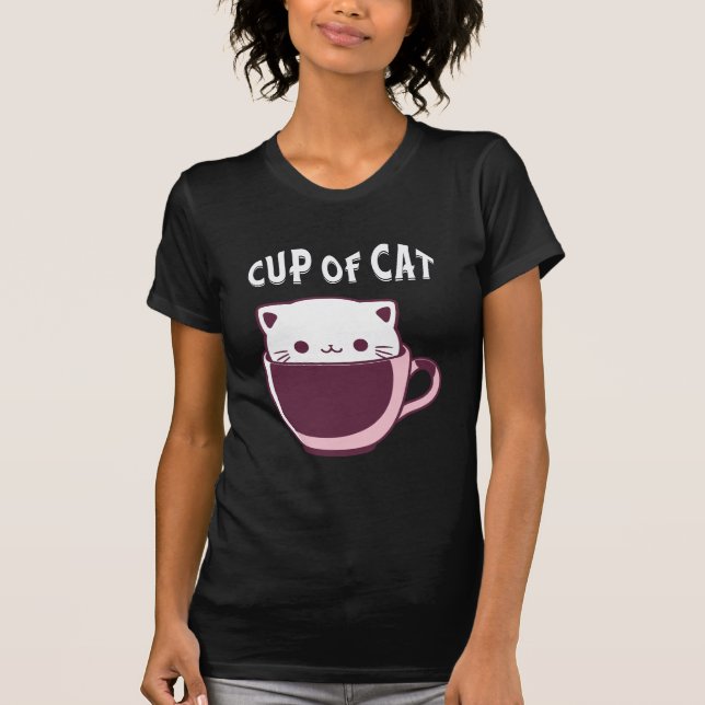 FUNNY COFFEE AND CAT LOVERS, CUP OF CAT T SHIRT (Framsida)