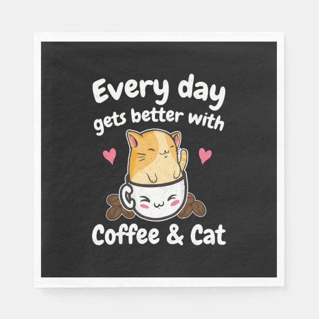 Funny Coffee And Cat Saying Caffeine Lover Barista Pappersservett (Framsidan)