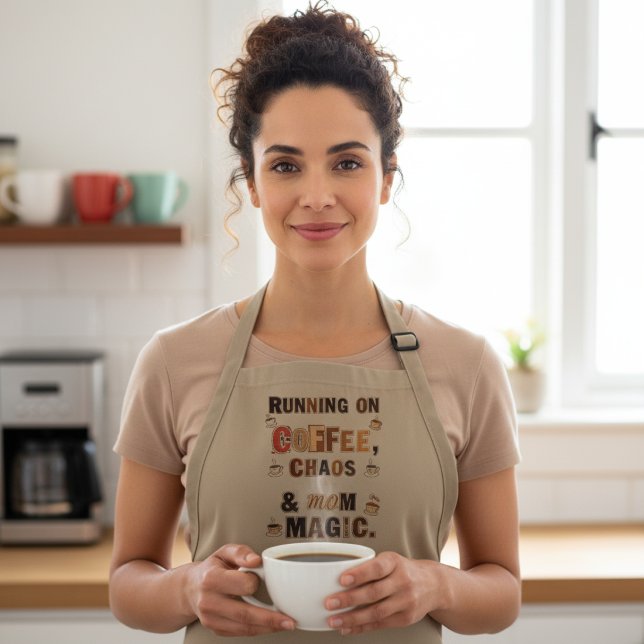 Funny Coffee Chaos & Mom Magic Långt Förkläde (Skapare uppladdad)