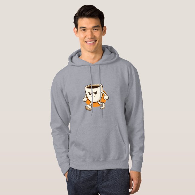 Funny Coffee Cup Character  Hoodie (Hel framsida)