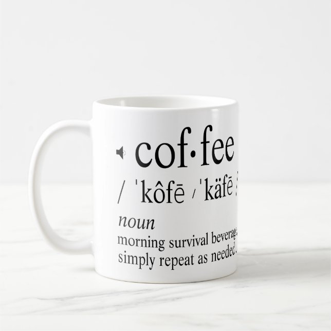 Funny Coffee Definition Morning Survival Beverage Kaffemugg (Vänster)