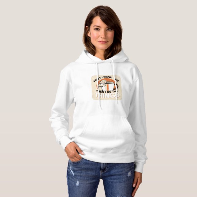 Funny Coffee Design - Retro Hoodies T Shirt (Hel framsida)