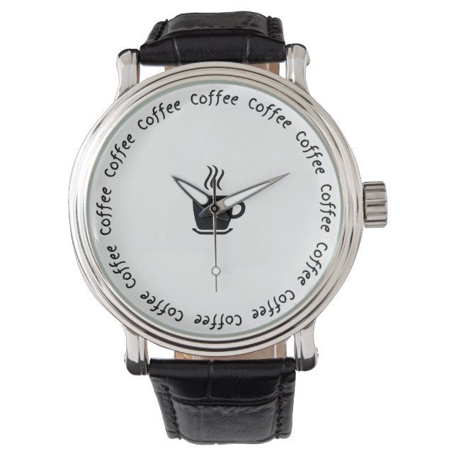 Funny Coffee eWatch Watch Watch - "Coffee O'Clock" Armbandsur (Framsida)