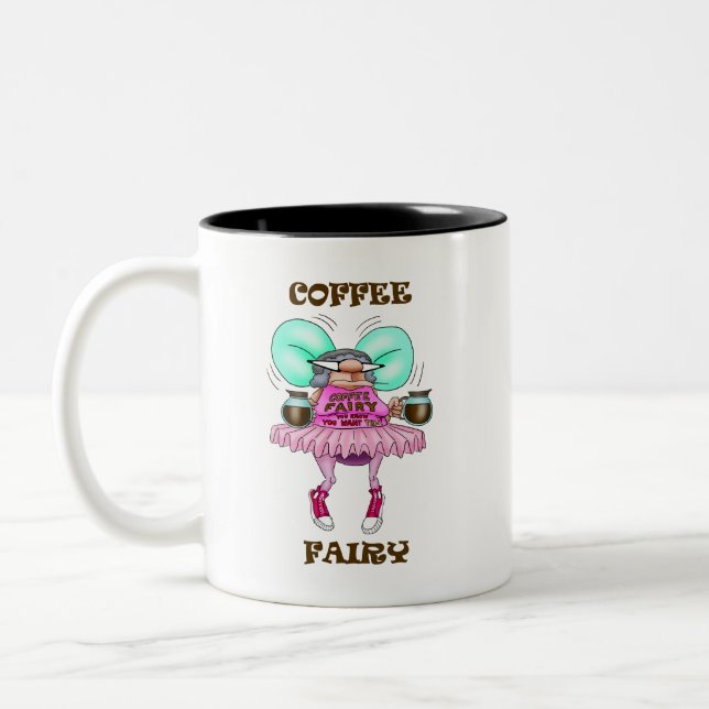 Funny Coffee Fairy Humor Mugg (Vänster)