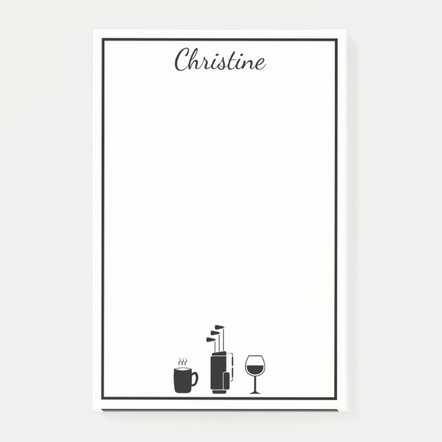 Funny Coffee Golf Vin Personlig Post-it Notes Block (Framsida)