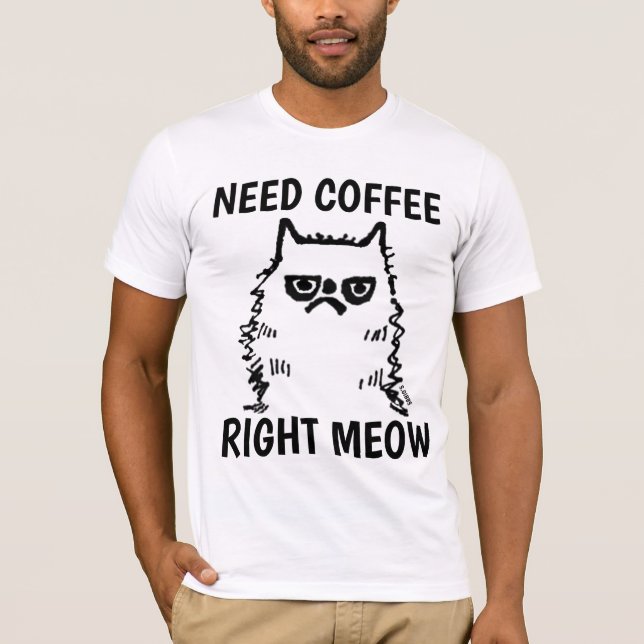Funny Coffee Grumpy Cat T-shirts (Framsida)
