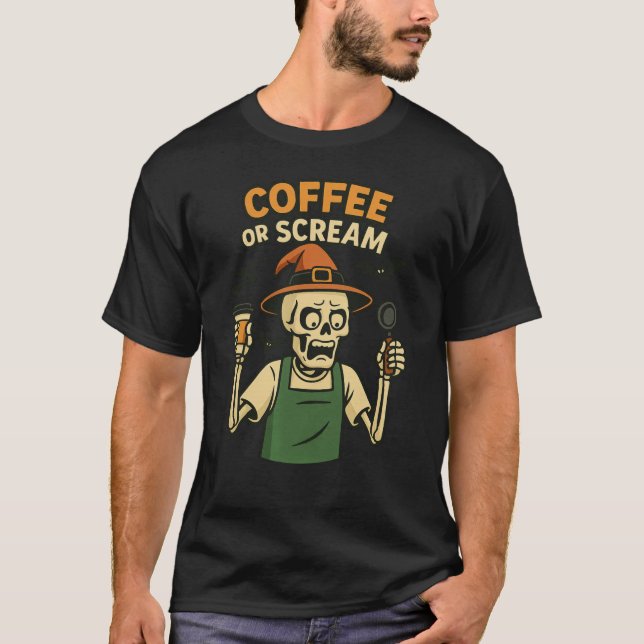 Funny Coffee Halloween T-Shirt (Framsida)