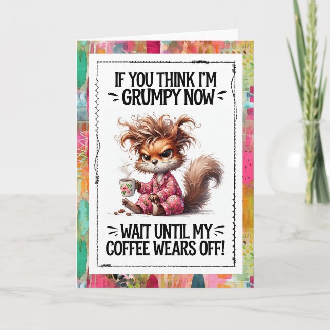 Funny Coffee Humor Grumpy Squirrel  Kort (Framsida)