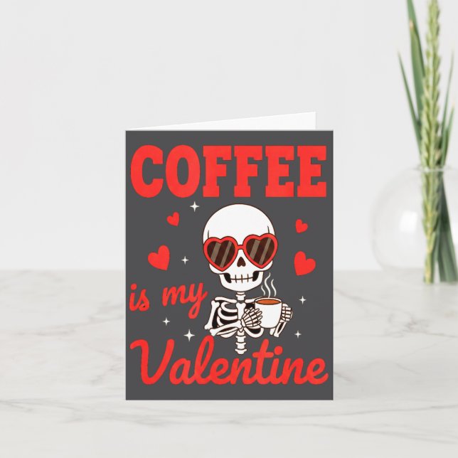 Funny Coffee Is My Valentine Caffeine Lover Retro  Kort (Framsida)