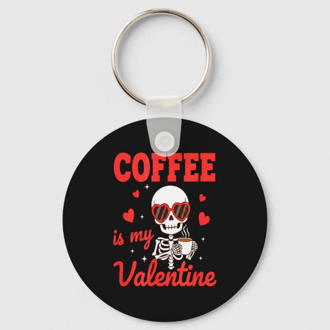 Funny Coffee Is My Valentine Caffeine Lover Retro  Nyckelring (Framsida)