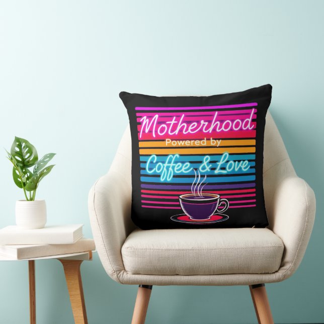 Funny Coffee Mamma Gift | Neon Färg | Mors dag Kudde (Stol)