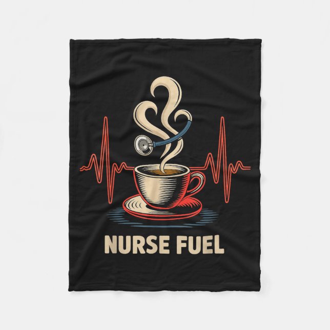 Funny Coffee Nurse Ekg Nurses Energy Caffeine Love Fleecefilt (Framsidan)