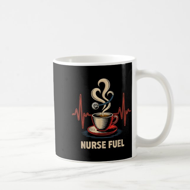 Funny Coffee Nurse Ekg Nurses Energy Caffeine Love Kaffemugg (Höger)