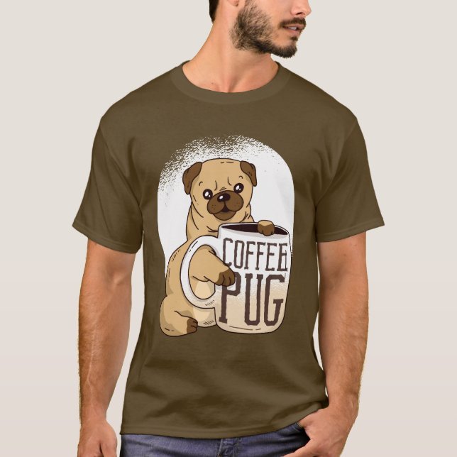 Funny Coffee PUG-Hundälskare Graphic Tecknad Cute T Shirt (Framsida)