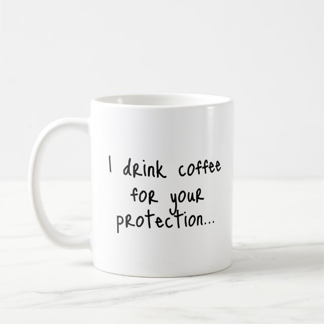 Funny Coffee Quote | Sarcastic Gift Idea | Minimal Kaffemugg (Vänster)