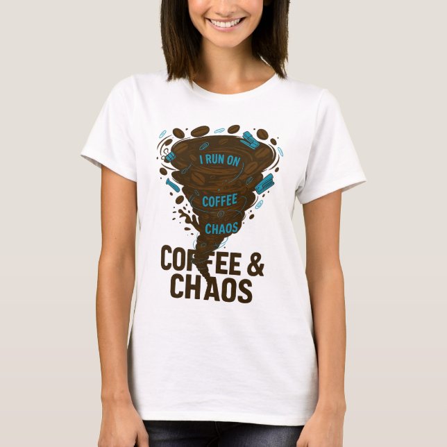 Funny Coffee T-Shirt - "I Springa on Coffee & Chao (Framsida)
