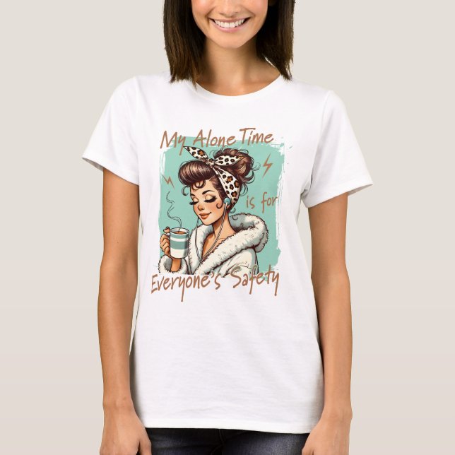 Funny Coffee Time Girl in the Morning Teal T Shirt (Framsida)