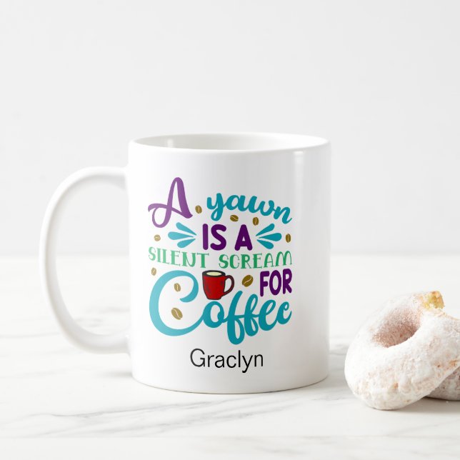 Funny Coffee Yawn Kaffemugg (Med munk)