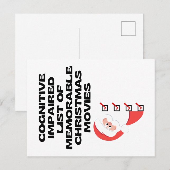 Funny Cognitive jul Movie List Helg Vykort (Fram/baksida)