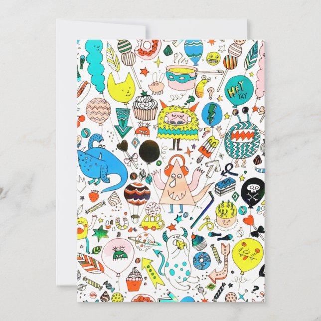 Funny Colorful Alien Monsters Party Julkort (Framsida)