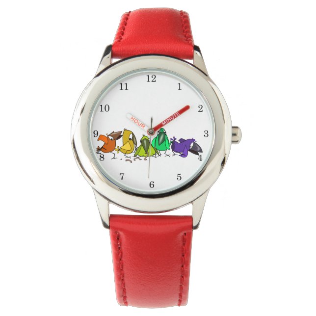 Funny Colorful Birds Watch Armbandsur (Framsida)