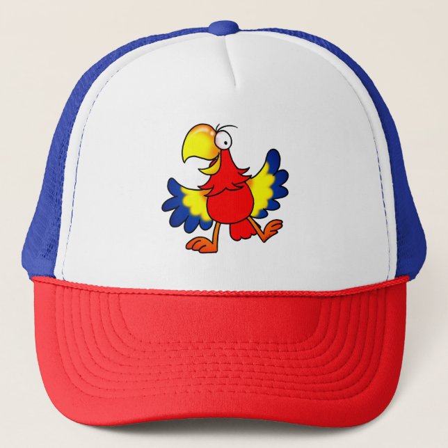 Funny Colorful Cartoon Parrot Bird Keps (Framsida)