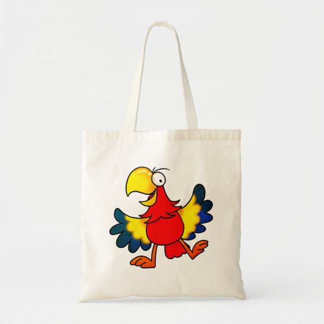 Funny Colorful Cartoon Parrot Bird Tygkasse (Framsidan)