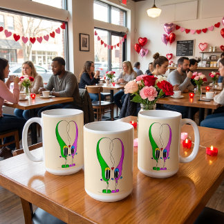 Funny, Colorful, Cute, Cartoon Valentine Heart Kaffemugg