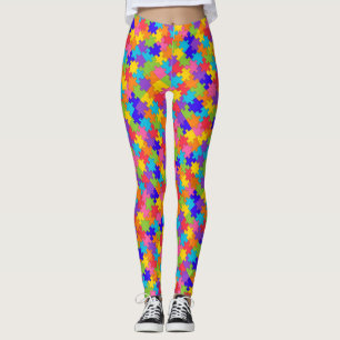 Funny Colorful Jigszle Puzzle Biet Leggings