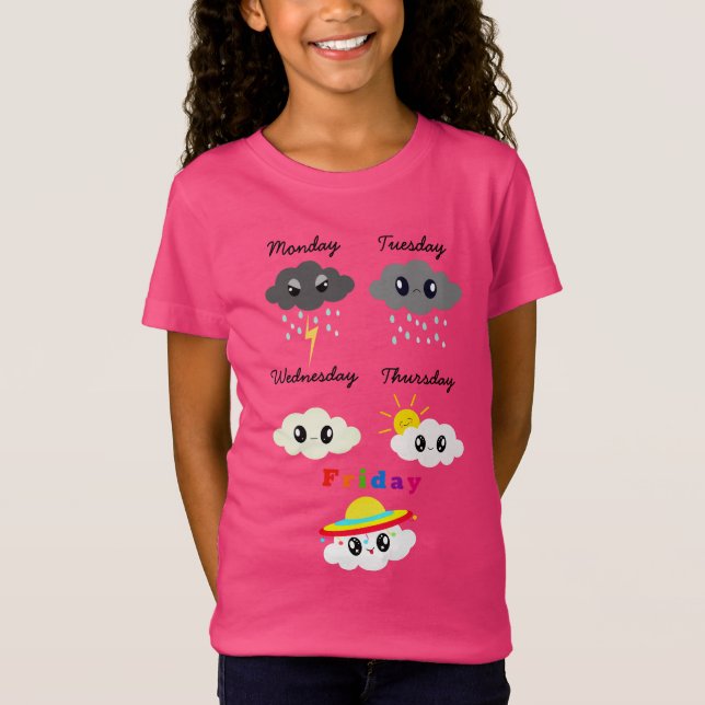 Funny Colorful Kawaii Clouds Graphic-Tecknad T Shirt (Framsida)