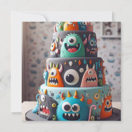 FUNNY COLORFUL MONSTER CAKE BIRTHDAY INBJUDNINGAR