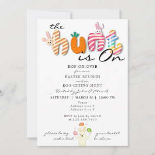 Funny Colorful Pastel Påsk Brunch Egg Hunt Bunny Inbjudningar