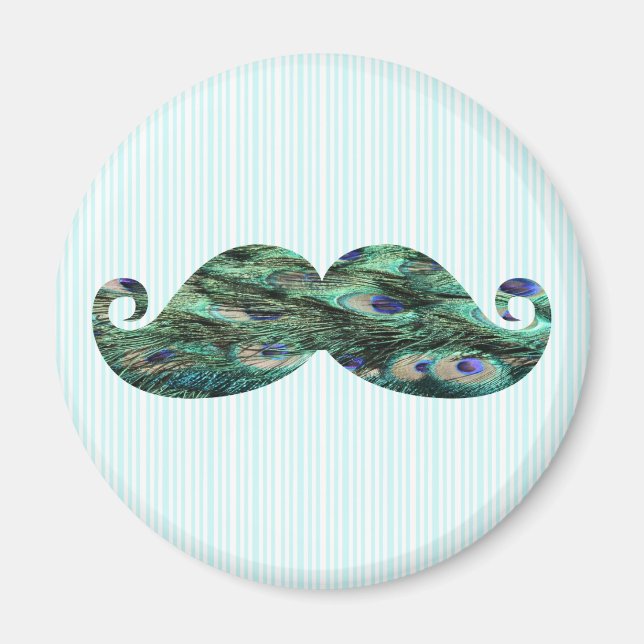 Funny Colorful Peacock Feathers Mustache Magnet (Framsidan)