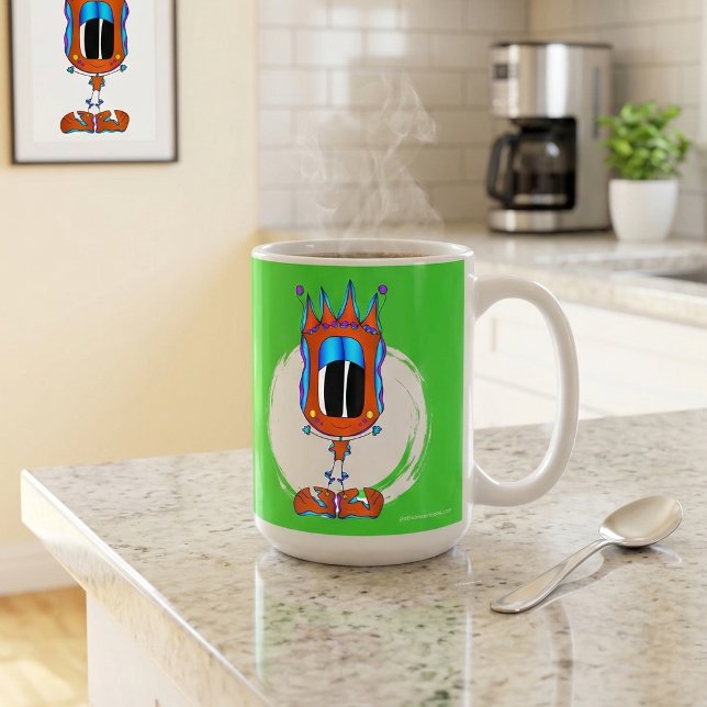 Funny, Colorful, Quirky, Cartoon Character Kaffemugg (Hey! Take a look at this very cool cartoon character mug!)