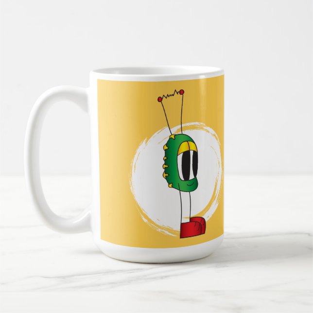 Funny, Colorful, Quirky, Cartoon Character Kaffemugg (Vänster)