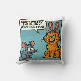 Funny Comic Cat with Bunny Kudde